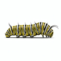 Naklejka premium Large Yellow Black Caterpillar Crawling Slowly.