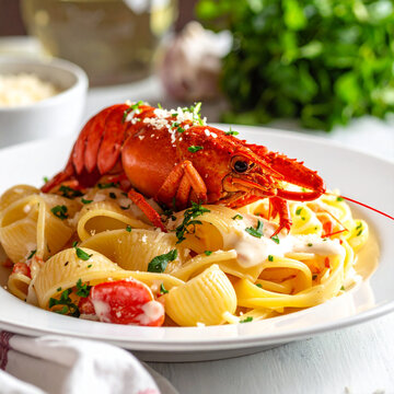 Fresh Lobster Served Over Pasta