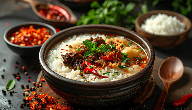 Spicy Braised Beef Rice Porridge