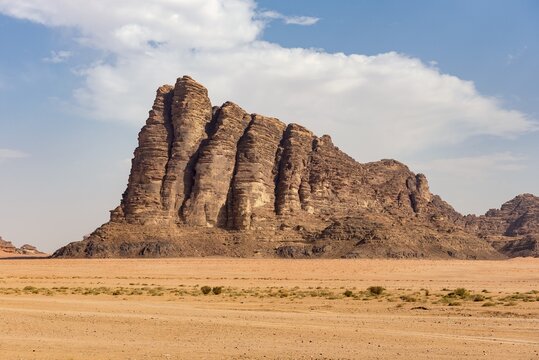 Seven Pillars of Wisdom rock formation, Wadi Rum Desert, Jordan
