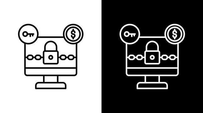 Ransomware Outline White Icon Set Design