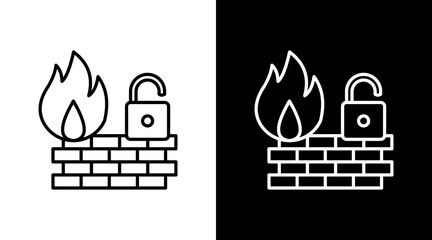 Firewall Breach Outline White Icon Set Design © Zaiva Maysha