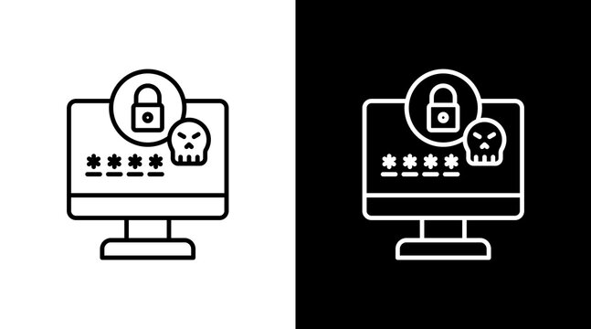 Password Crack Outline White Icon Set Design