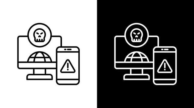 System Hack Outline White Icon Set Design