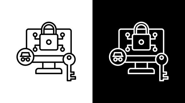 Encryption Attack Outline White Icon Set Design