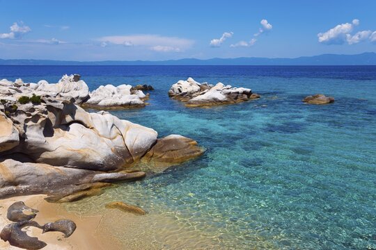 Beach, Kavourotripes Paradise, Kavourotrypes, Toroni, Torone, Sithonia, Chalkidiki, Central Macedonia, Greece