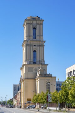 Reconstructed baroque tower of the Garrison Church with viewing platform, Potsdam, Brandenburg, Germany