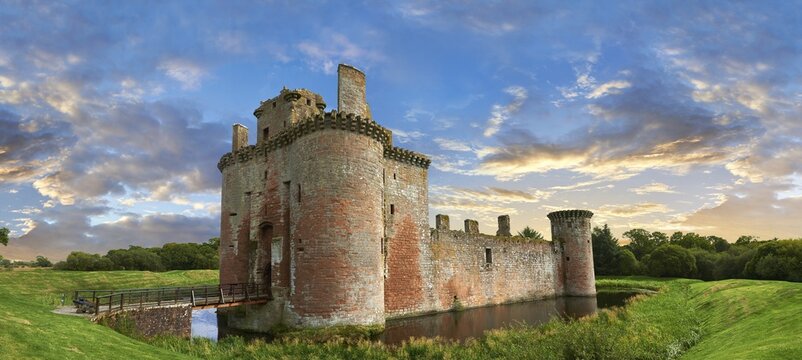 Exterior of Caerlaverock Castle, Dumfries Galloway, Scotland, United Kingdom