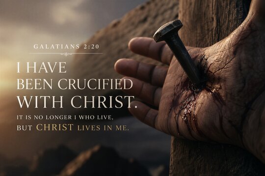 Galatians 2:20 Scripture Text: Crucified with Christ, Christ Lives in Me Inspirational Poster