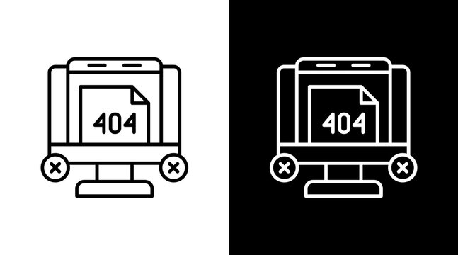 404 Not Found Outline White Icon Set Design