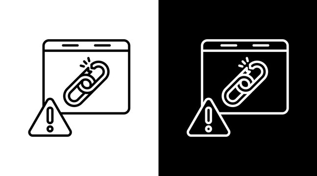 Broken Link Outline White Icon Set Design