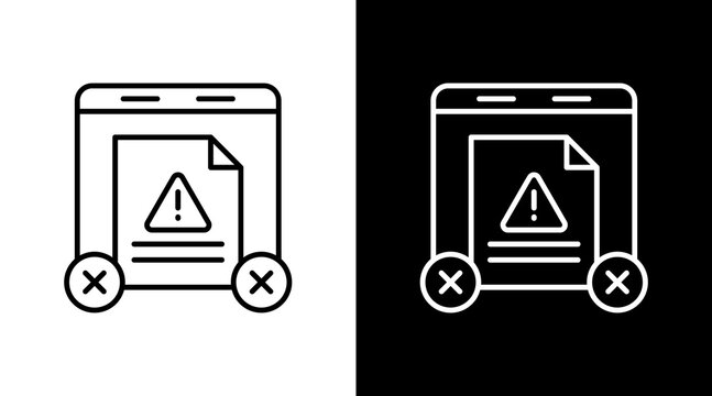 Page Error Outline White Icon Set Design