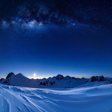 Starry Night Over Snowy Mountains