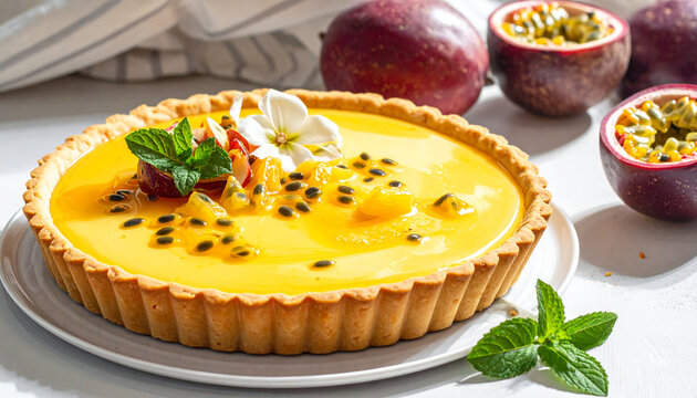 Fresh passion fruit custard tart
