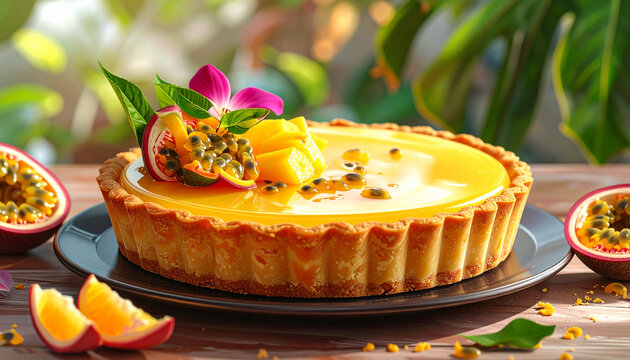 Tropical Passion Fruit Mango Tart
