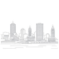 Fototapeta premium Milwaukee Skyline Outline Illustration - Cityscape Drawing Vector
