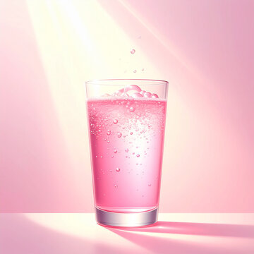 Sparkling Pink Beverage With Foam