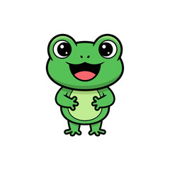 Fototapeta premium Cute Cartoon Frog Character, Happy Green Amphibian, Vector Illustration