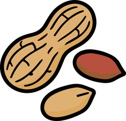 Obraz premium Peanut illustration with shell and kernels, isolated on white
