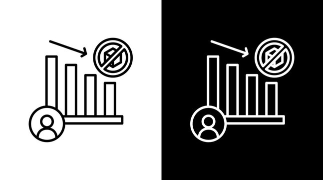 Churn Rate Outline White Icon Set Design