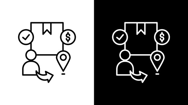 Customer Journey Outline White Icon Set Design