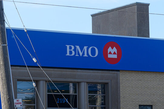 BMO bank signage in Toronto, Ontario, Canada