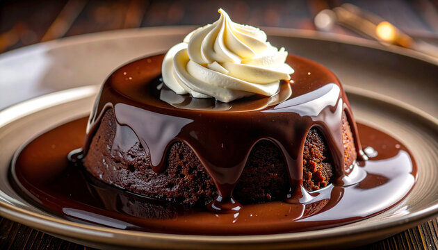 Dark chocolate lava cake dessert