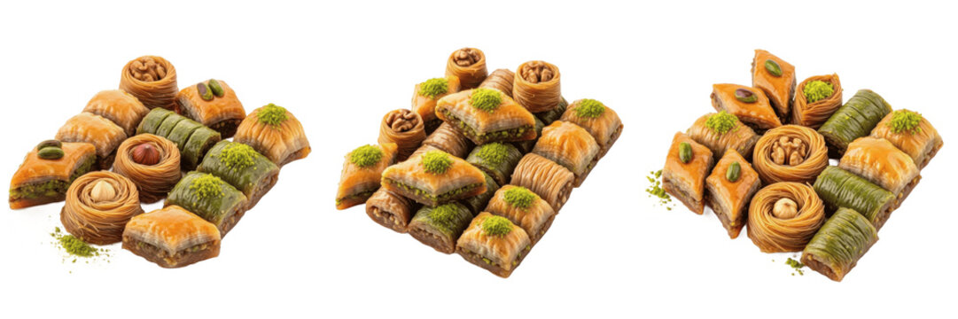 Baklava layered nut pastry food specimen displaying structural culinary parameters, organic material chemical components, processing features within standard food science reference archive dataset l