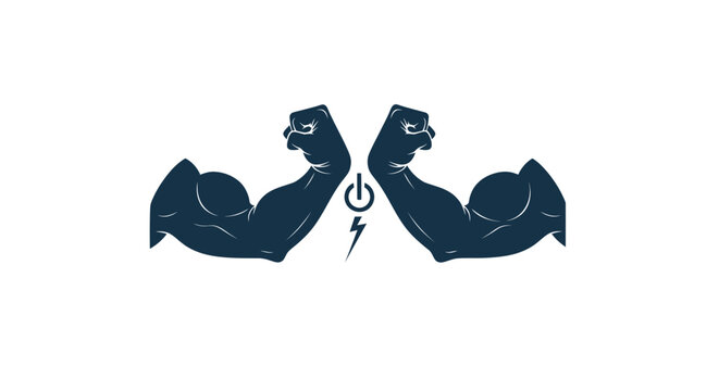Arm Wrestling Competition Concept: Two Flexing Biceps Facing Each Other