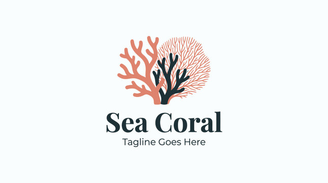 Abstract sea coral logo in peach and grey.