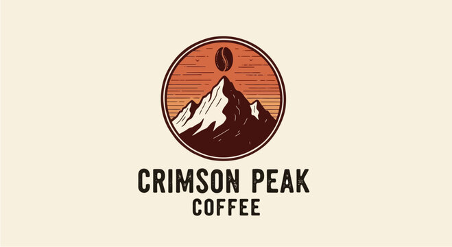 Crimson Peak Coffee Logo Design Mountain Bean.
