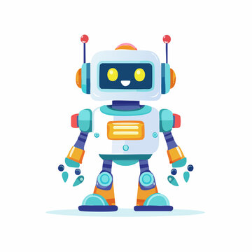 Cute cartoon robot with antennae and friendly face