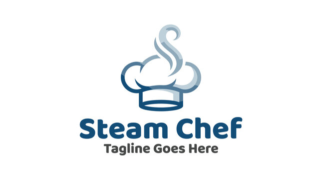 Steam chef logo featuring a white toque hat with rising steam.