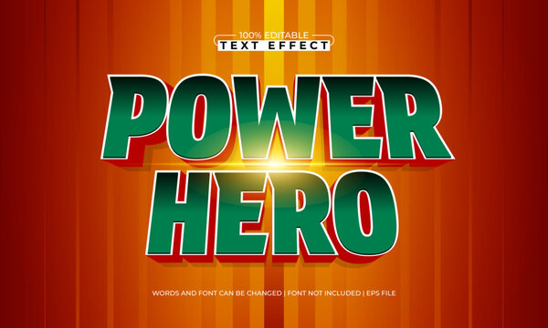 Power Hero Editable Text Effect - Comic Style Bold Typography for Action and Adventure Design