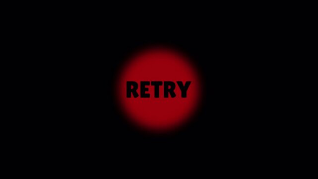 Red circular retry button animation on black background for game restart, app reload and failure screen.