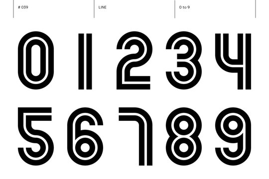 線の0から9までの数字のセット_039