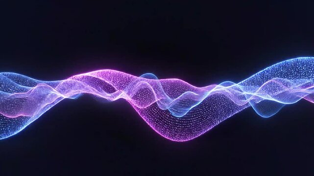 Abstract Glowing Blue and Pink Neon Wave Animation Looping Background 4K Video