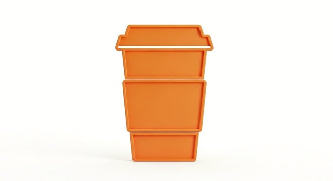 A 3D digital rendering of an orange storage box or container on a plain white background