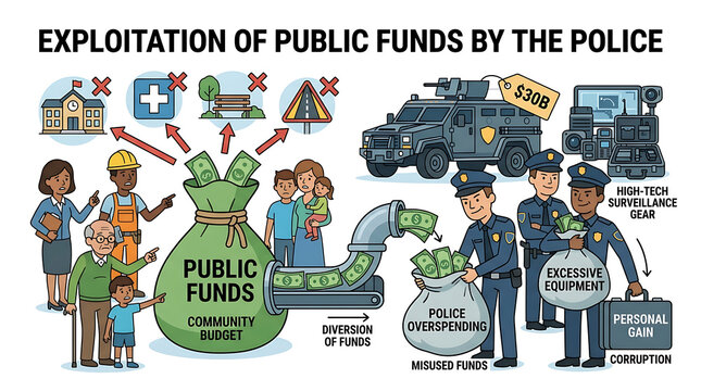 Police exploit public funds corrupting community resources and people