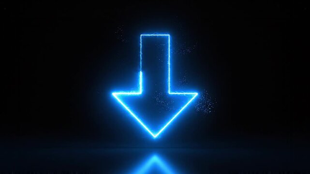 Abstract Glowing Down Arrow Icon Animation 4K Video