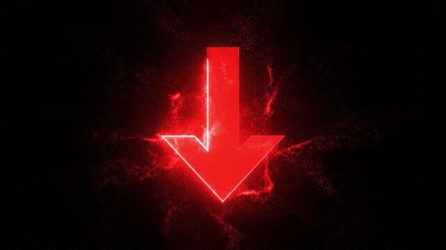 Abstract Glowing Down Arrow Icon Animation 4K Video