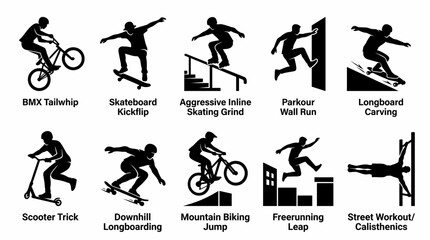 Naklejka premium Vector illustration of extreme sports icons