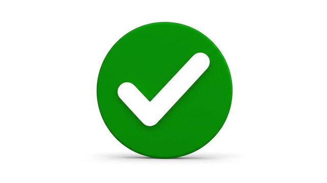 Green Circle White Checkmark Icon Animated Reveal 4K Video