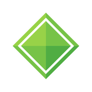 Green Diamond Shape with White Border