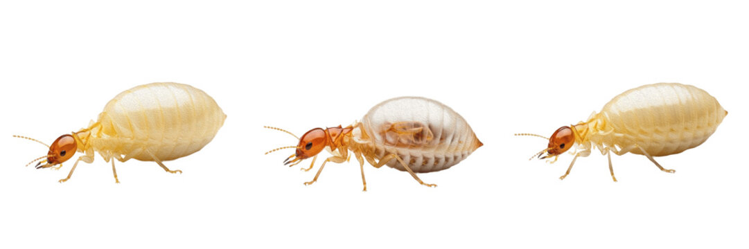 Queen termite smooth texture, Reticulitermes flavipes, Rhinotermitidae family, physogastric abdominal integument gloss sheen, soft fluid-filled skin elasticity profile mapping grid system