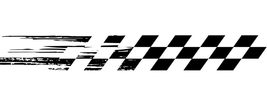 Rectangle frame with checkered print on borders. Rectangular vignette with checkerboard, race flag or chess game pattern isolated on white background.