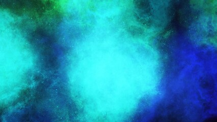 Fototapeta premium Vivid turquoise, cyan and deep blue smoke formation with bright glowing center. Highly energetic and colorful abstract explosion