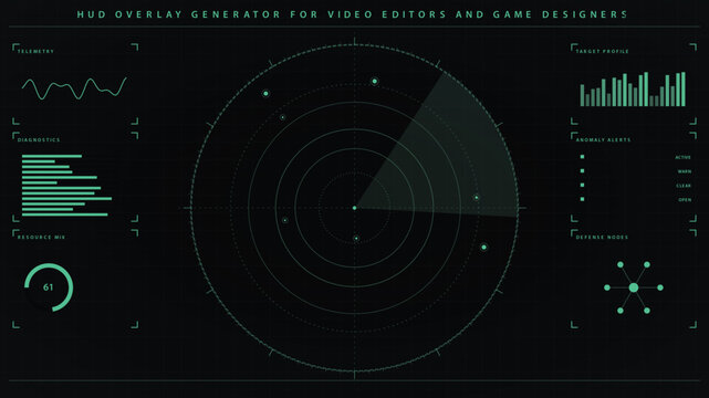Futuristic hud interface radar screen with data analytics and telemetry vector illustration