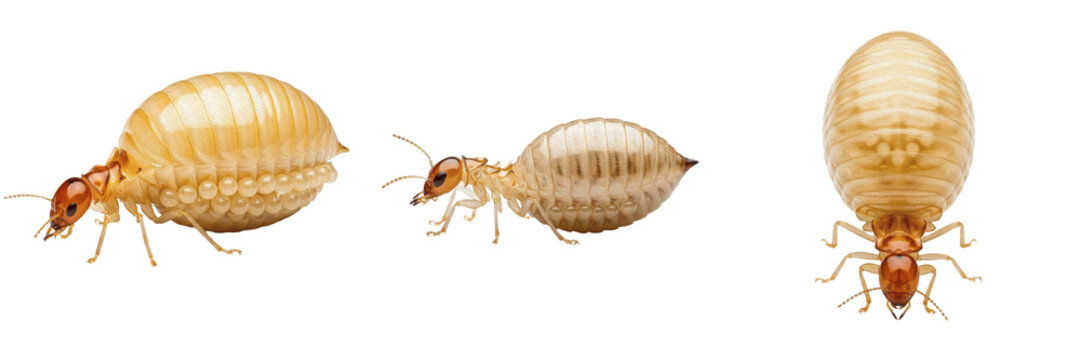 Queen termite, Reticulitermes flavipes, Rhinotermitidae family, subterranean termite physogastric queen profile, hyper-expanded soft cuticle abdomen, colonial timber degradation tracking index