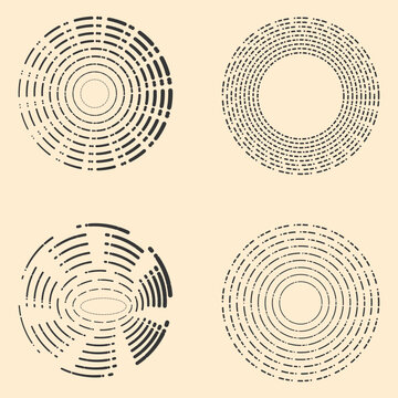 Circular dotted ring patterns in four quadrants